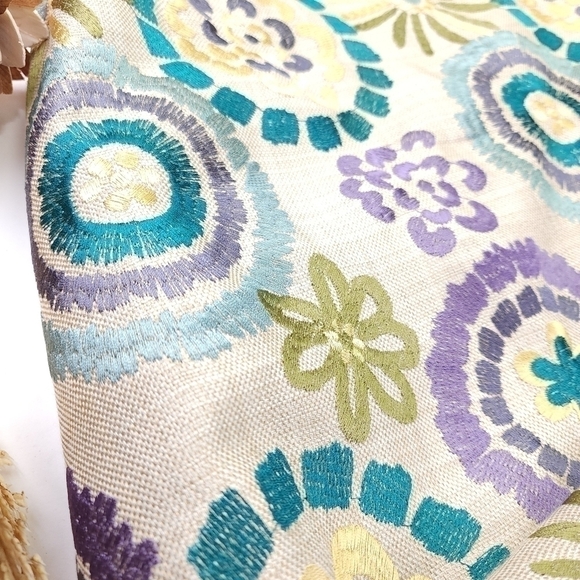 Sevier Skirt Cotton Linen Embroidered Floral Weave Skirt Sz 12 - Picture 5 of 10